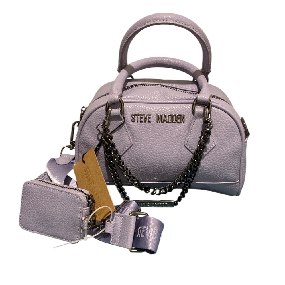 Steve Madden Crossbody Satchel AirPods Pouch and Chain Charm Violet NWT - Picture 1 of 5